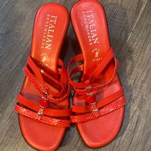 Red fine silver detail sandal open back